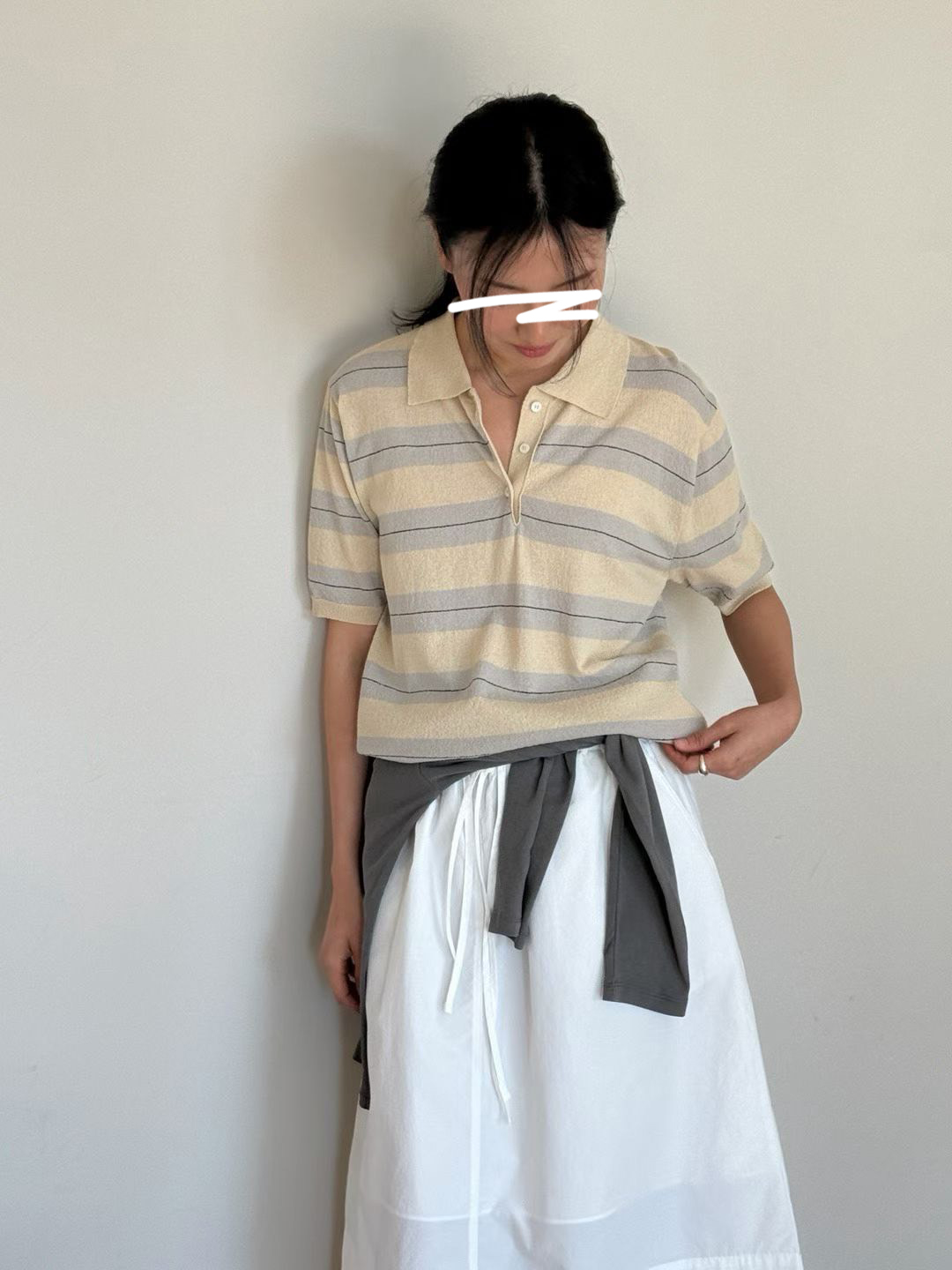 A33.瘦瘦歐膩POLO條紋上衣