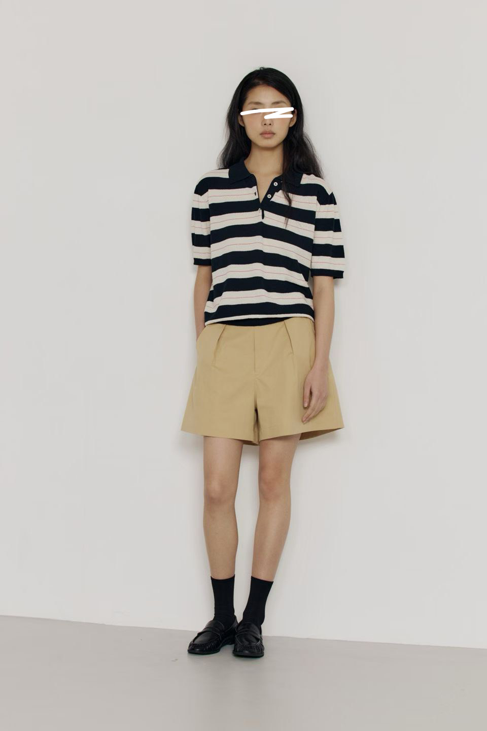 A33.瘦瘦歐膩POLO條紋上衣