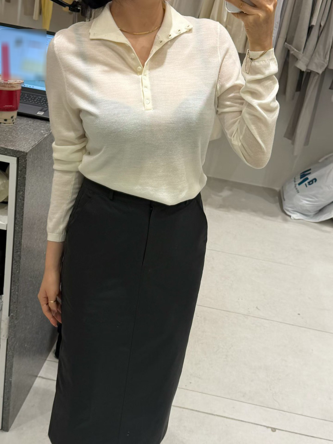 A25.質感家可立領小排釦上衣