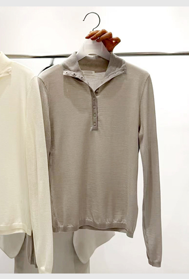 A25.質感家可立領小排釦上衣