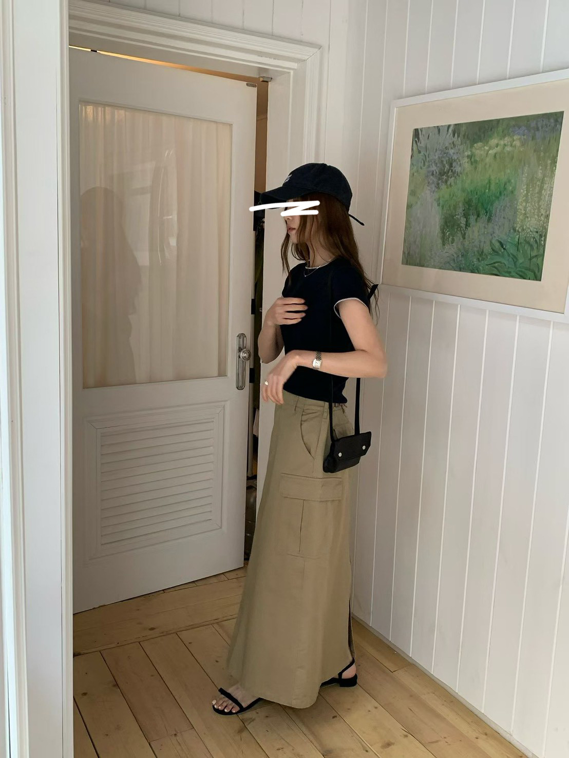 A47.甜美小花彈性滾邊素TEE