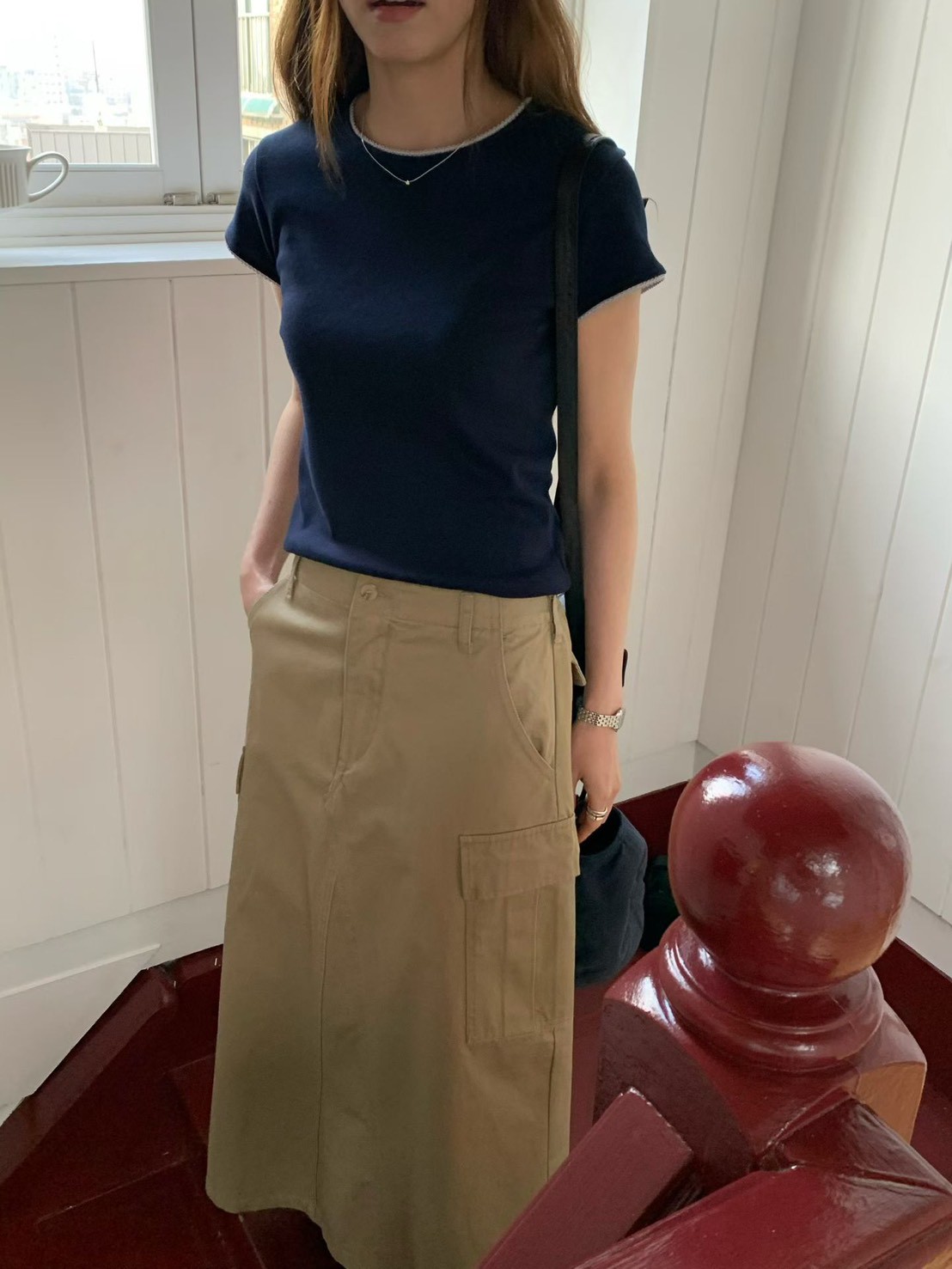 A47.甜美小花彈性滾邊素TEE