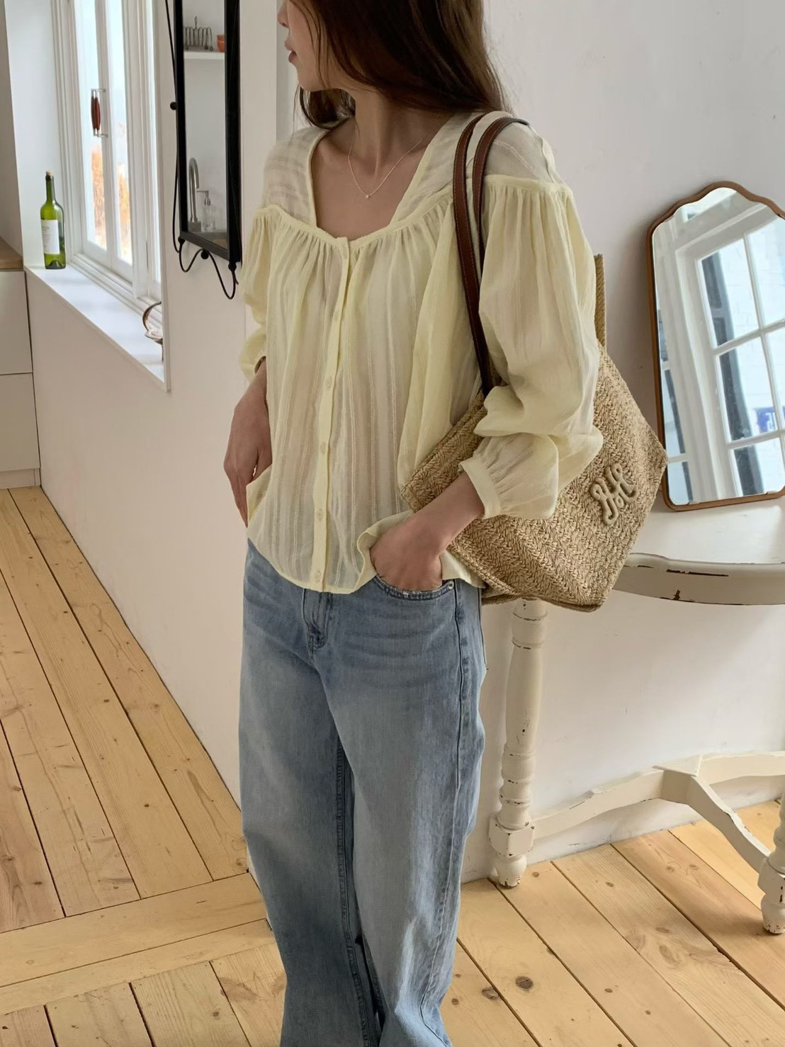 A57.緹花綁帶甜姐兒罩衫