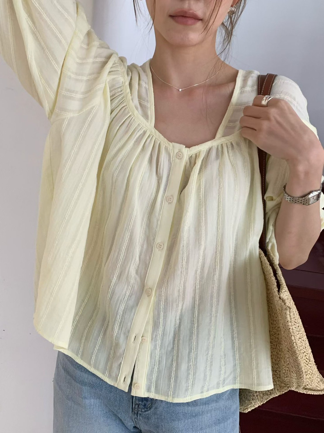 A57.緹花綁帶甜姐兒罩衫