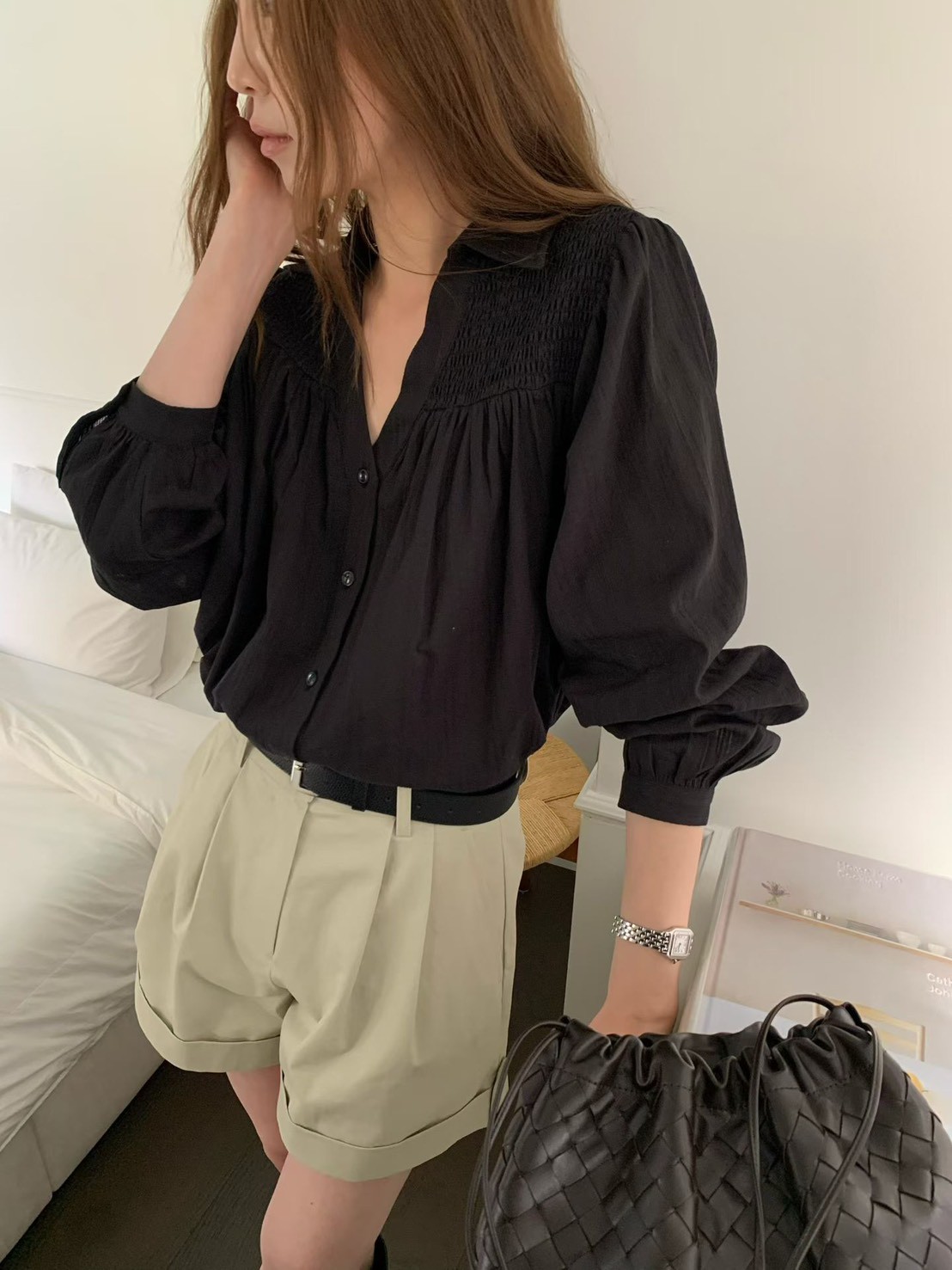 A48.溫柔女孩剪接緹花襯衫