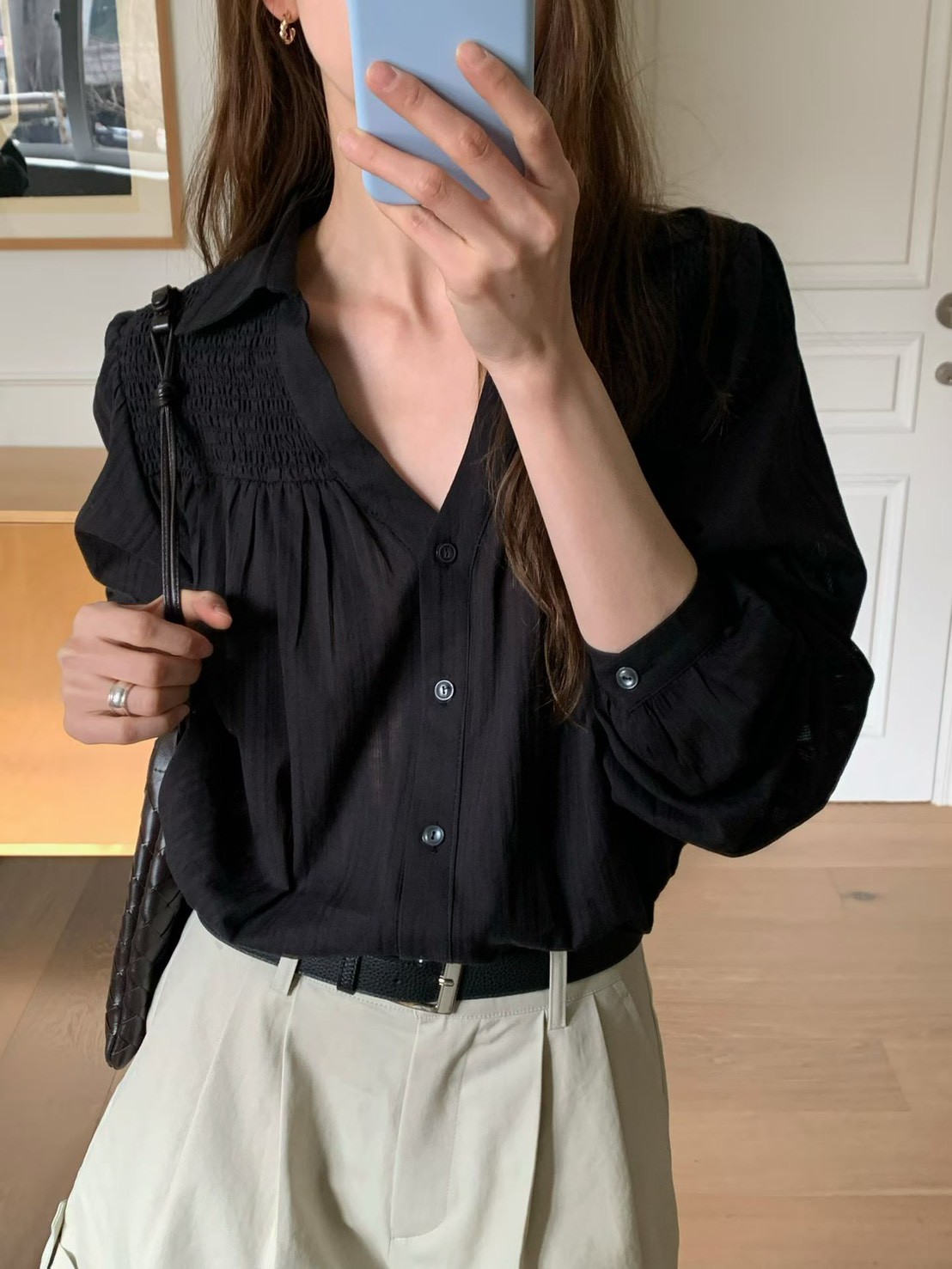 A48.溫柔女孩剪接緹花襯衫