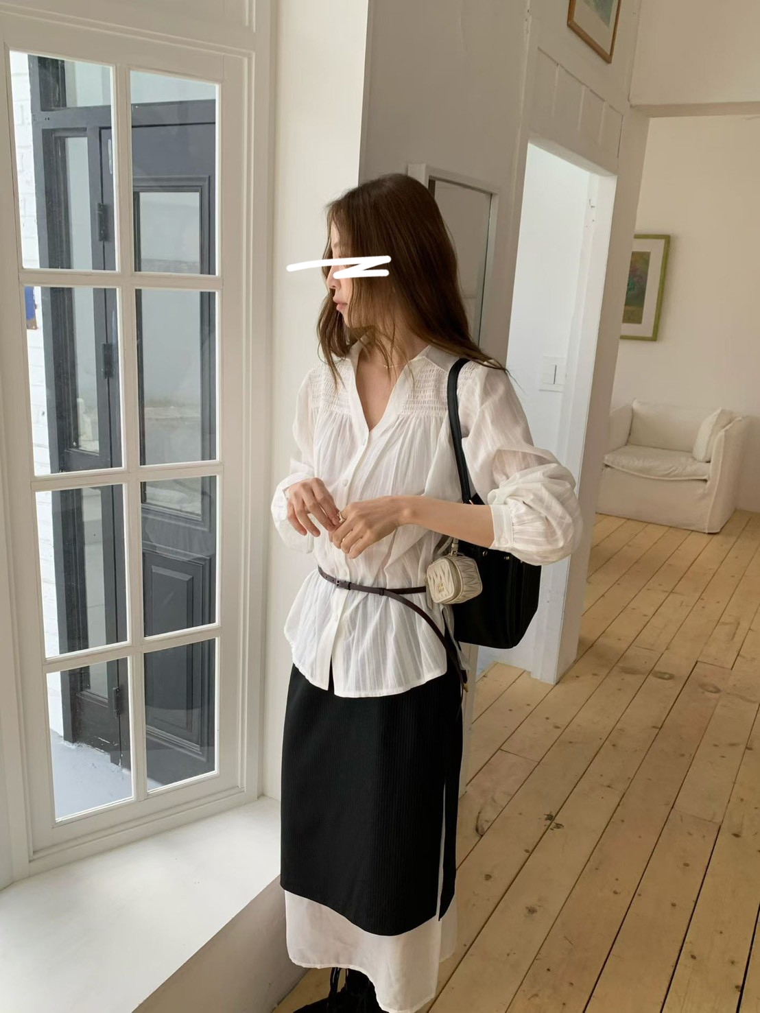 A48.溫柔女孩剪接緹花襯衫