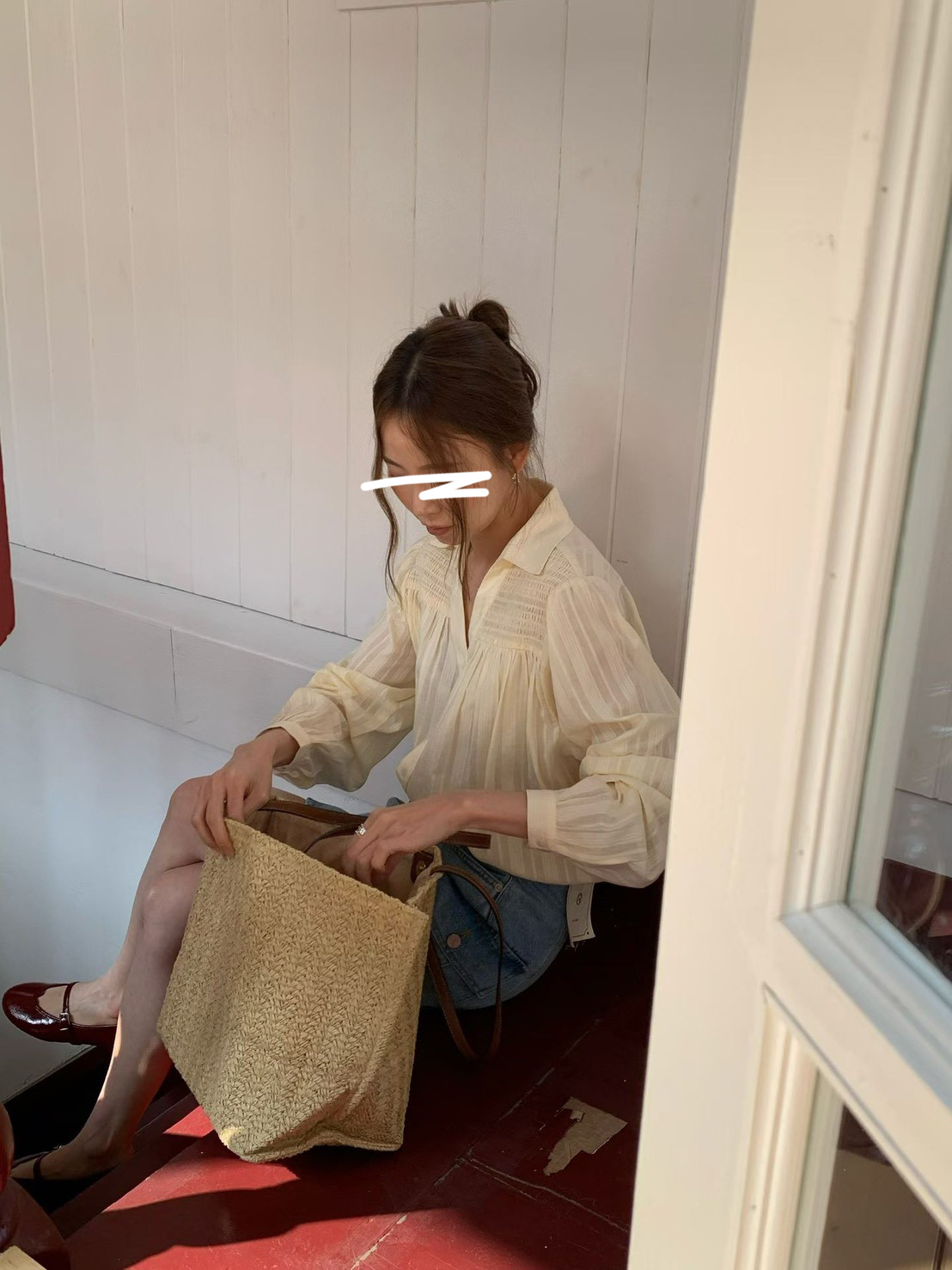 A48.溫柔女孩剪接緹花襯衫