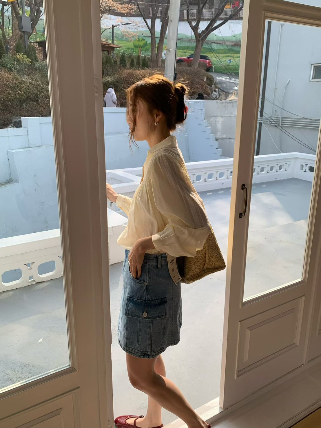 A48.溫柔女孩剪接緹花襯衫