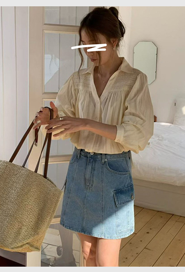 A48.溫柔女孩剪接緹花襯衫