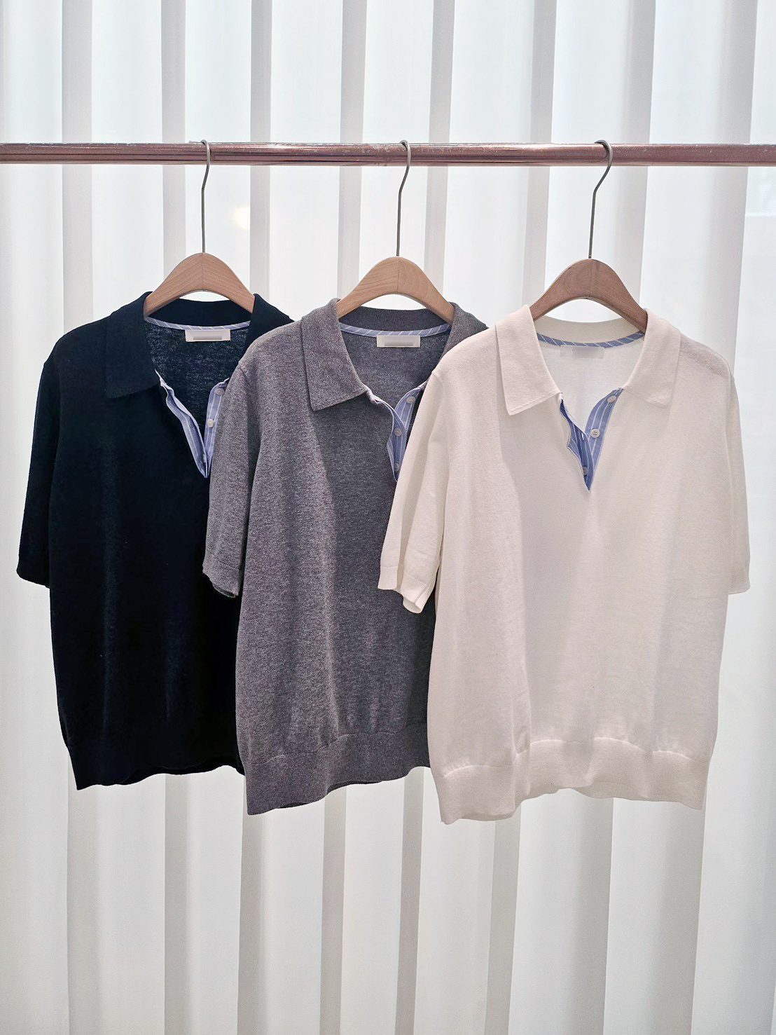 A82.星星家條紋門襟POLO上衣