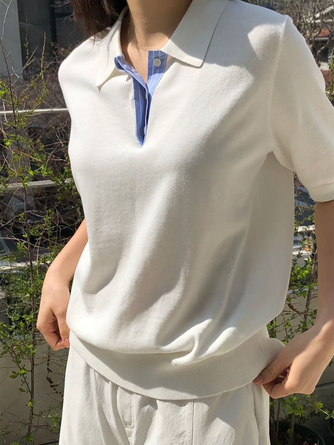 星星家條紋門襟POLO上衣