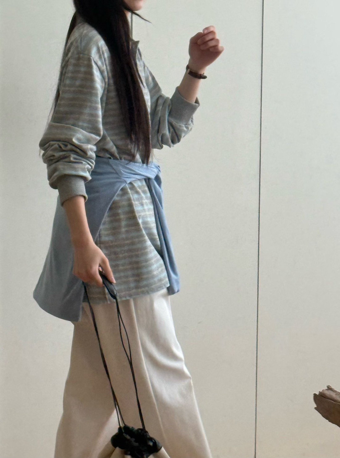 B04.復古撞色領POLO條紋上衣