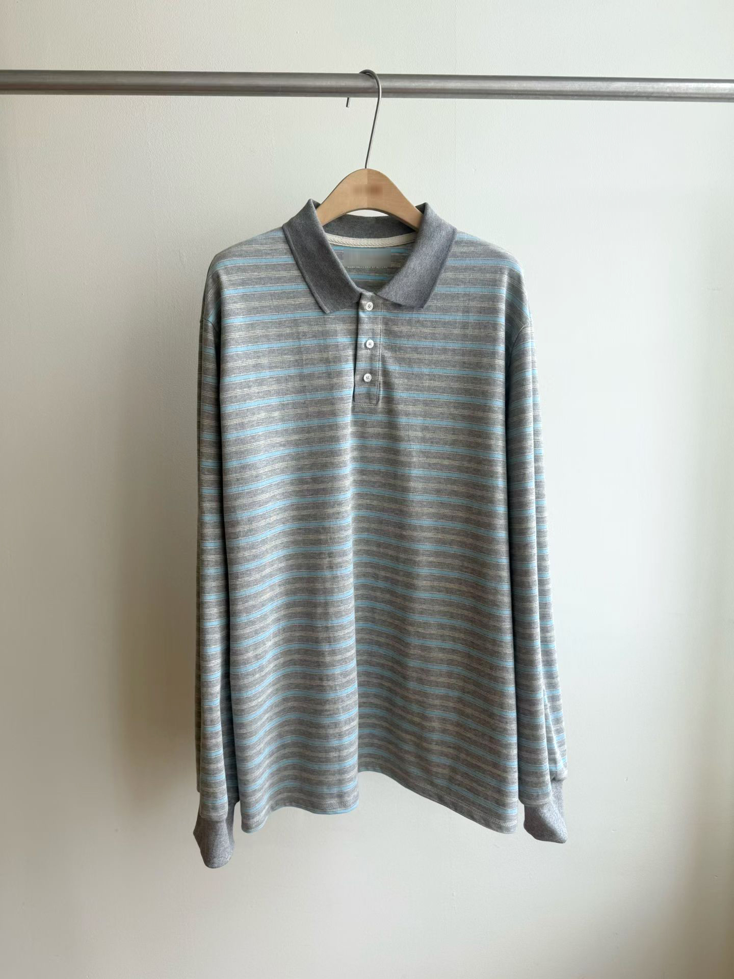 B04.復古撞色領POLO條紋上衣