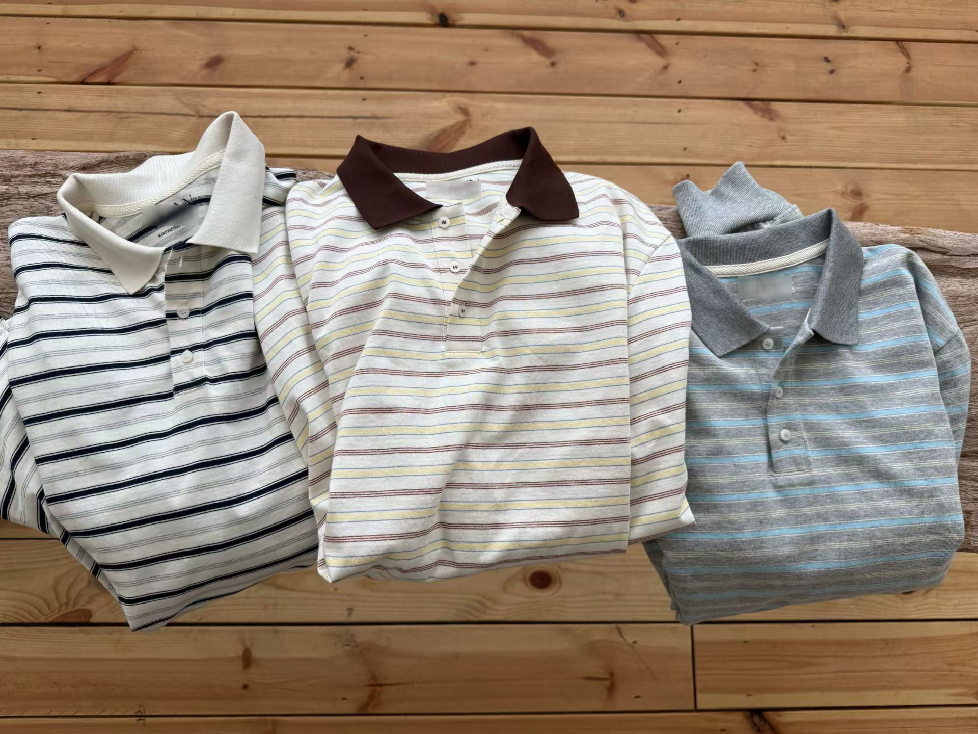 B04.復古撞色領POLO條紋上衣