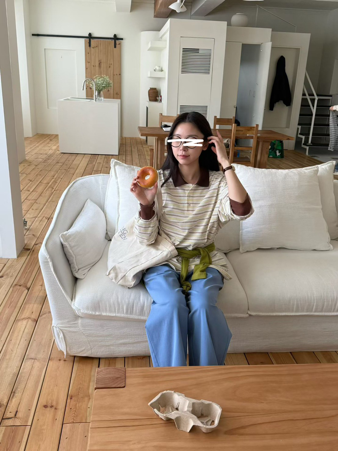 B04.復古撞色領POLO條紋上衣