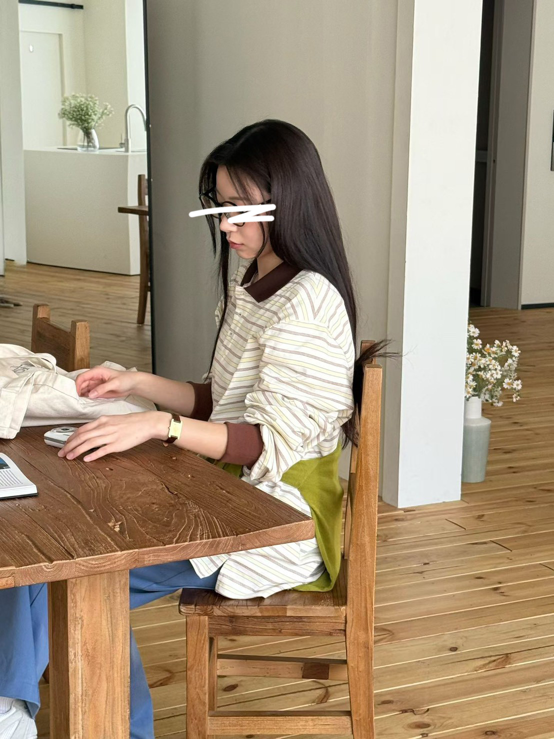 B04.復古撞色領POLO條紋上衣