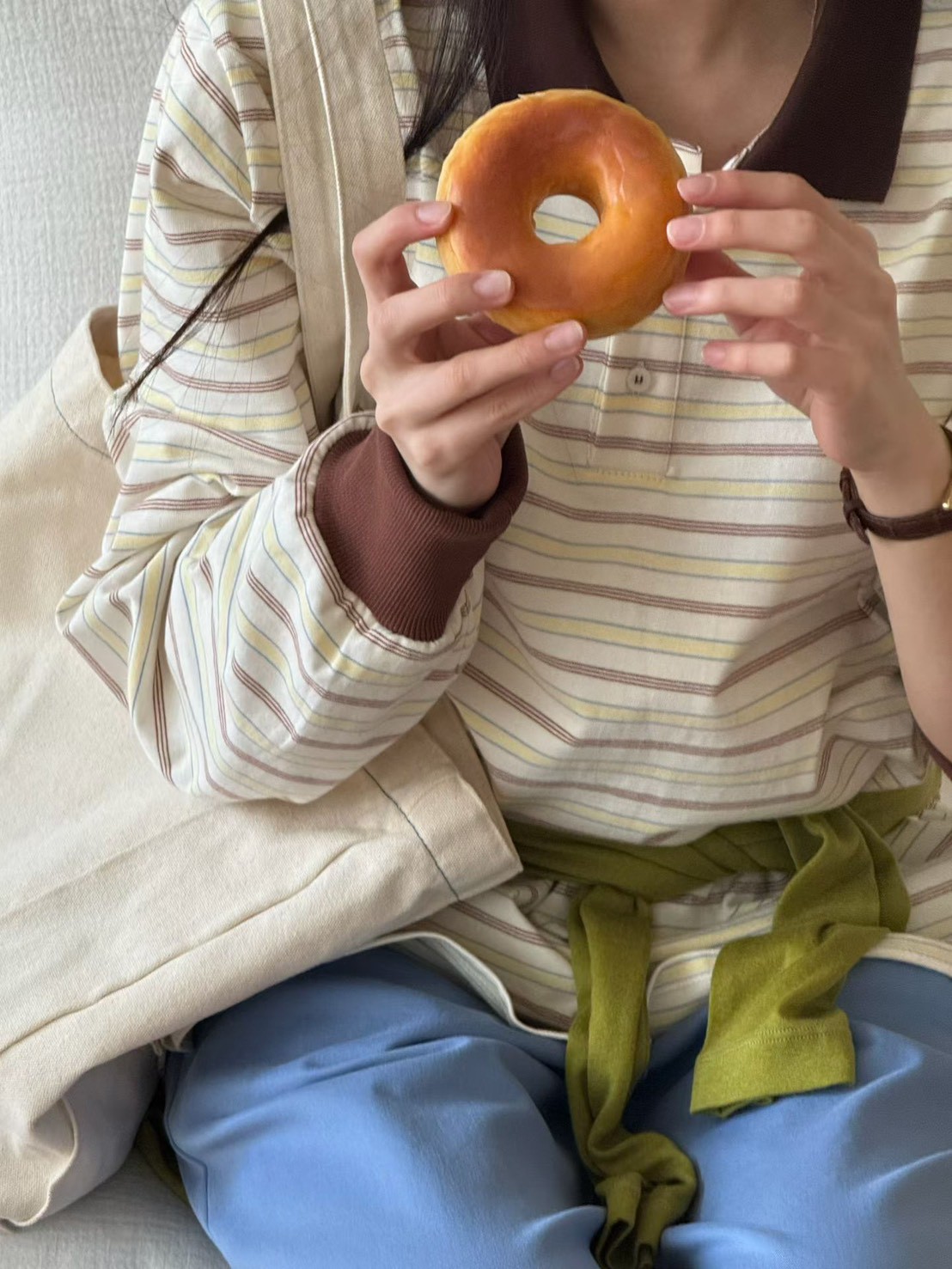 B04.復古撞色領POLO條紋上衣