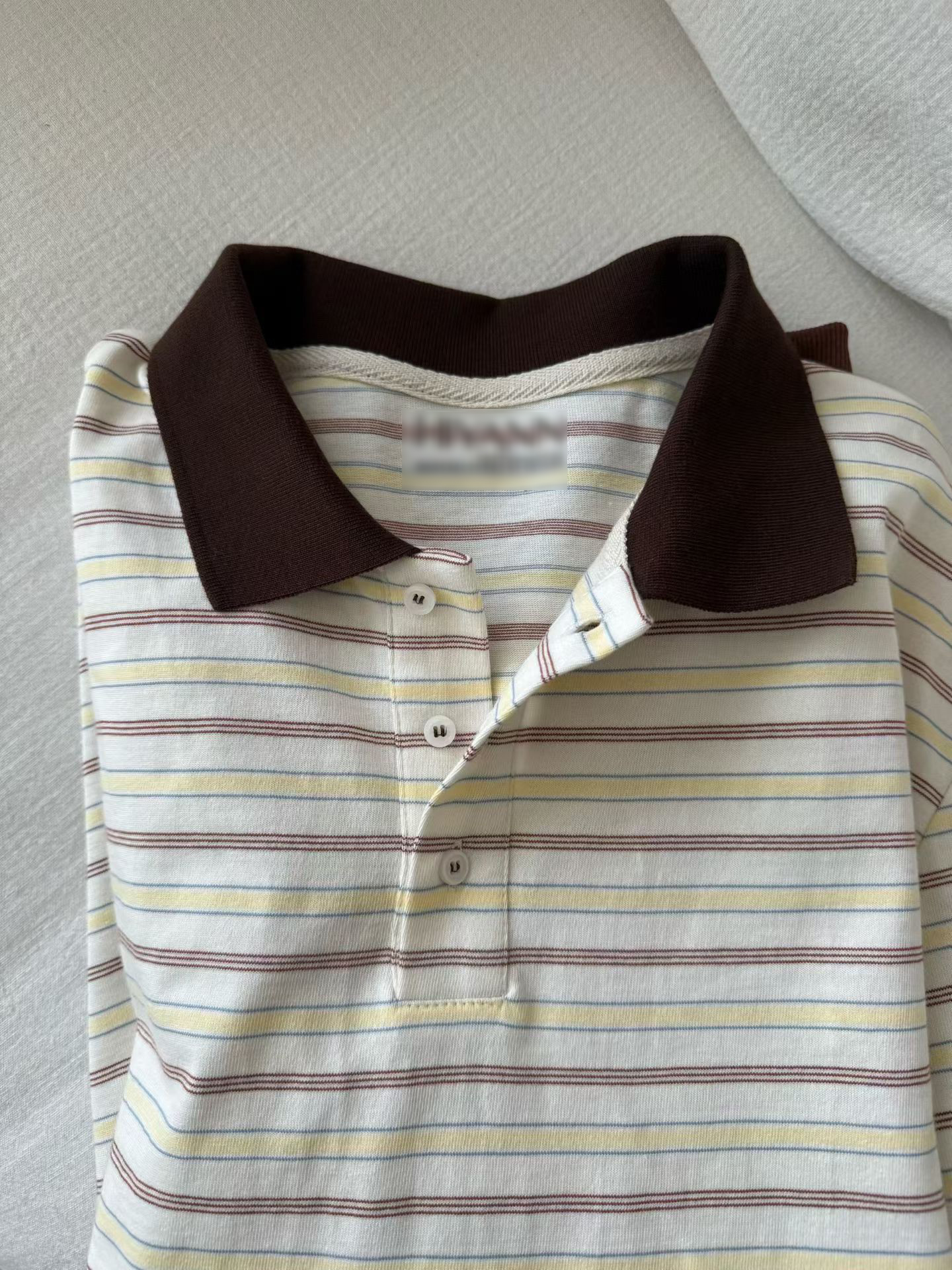 B04.復古撞色領POLO條紋上衣