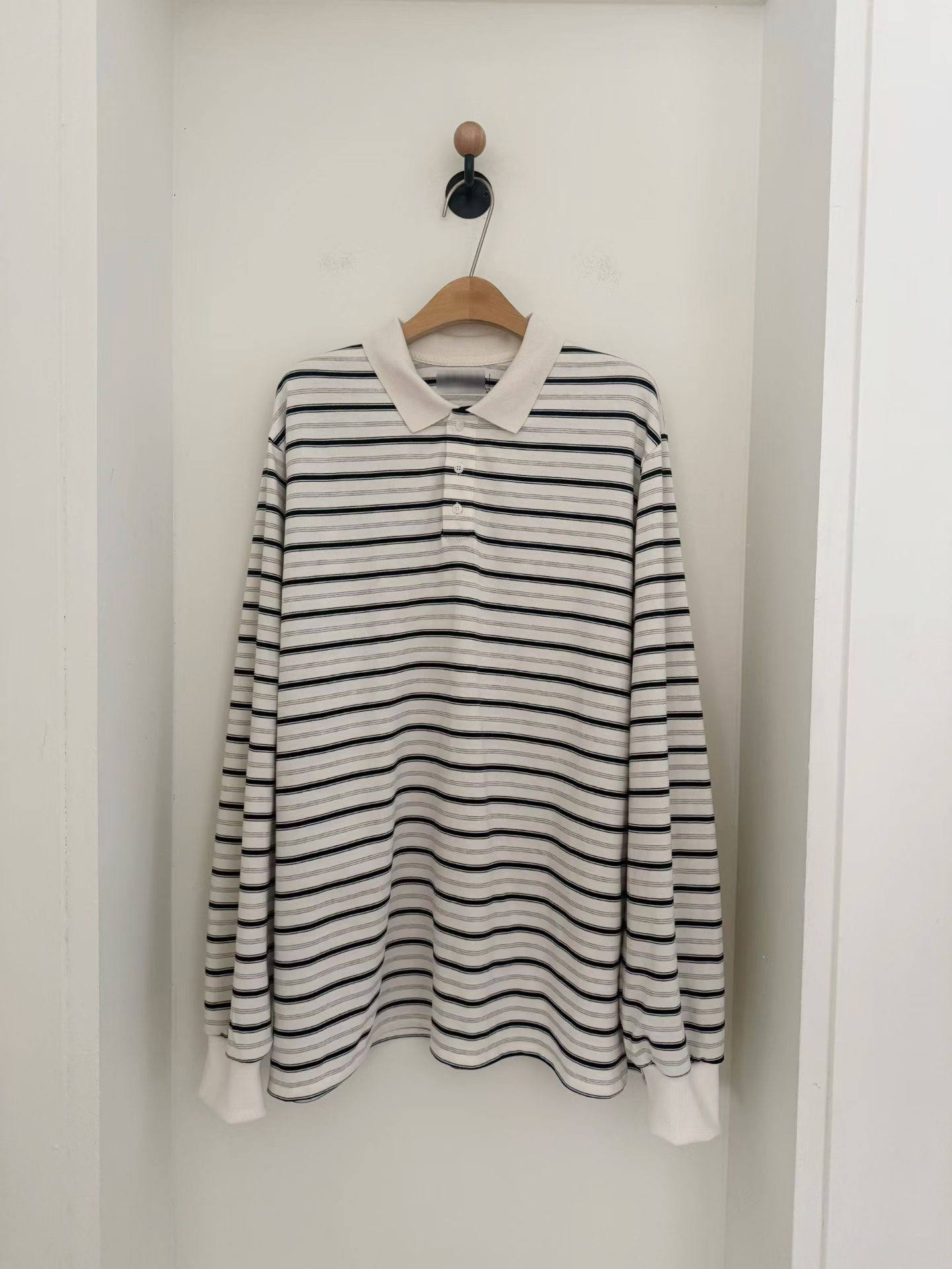 B04.復古撞色領POLO條紋上衣