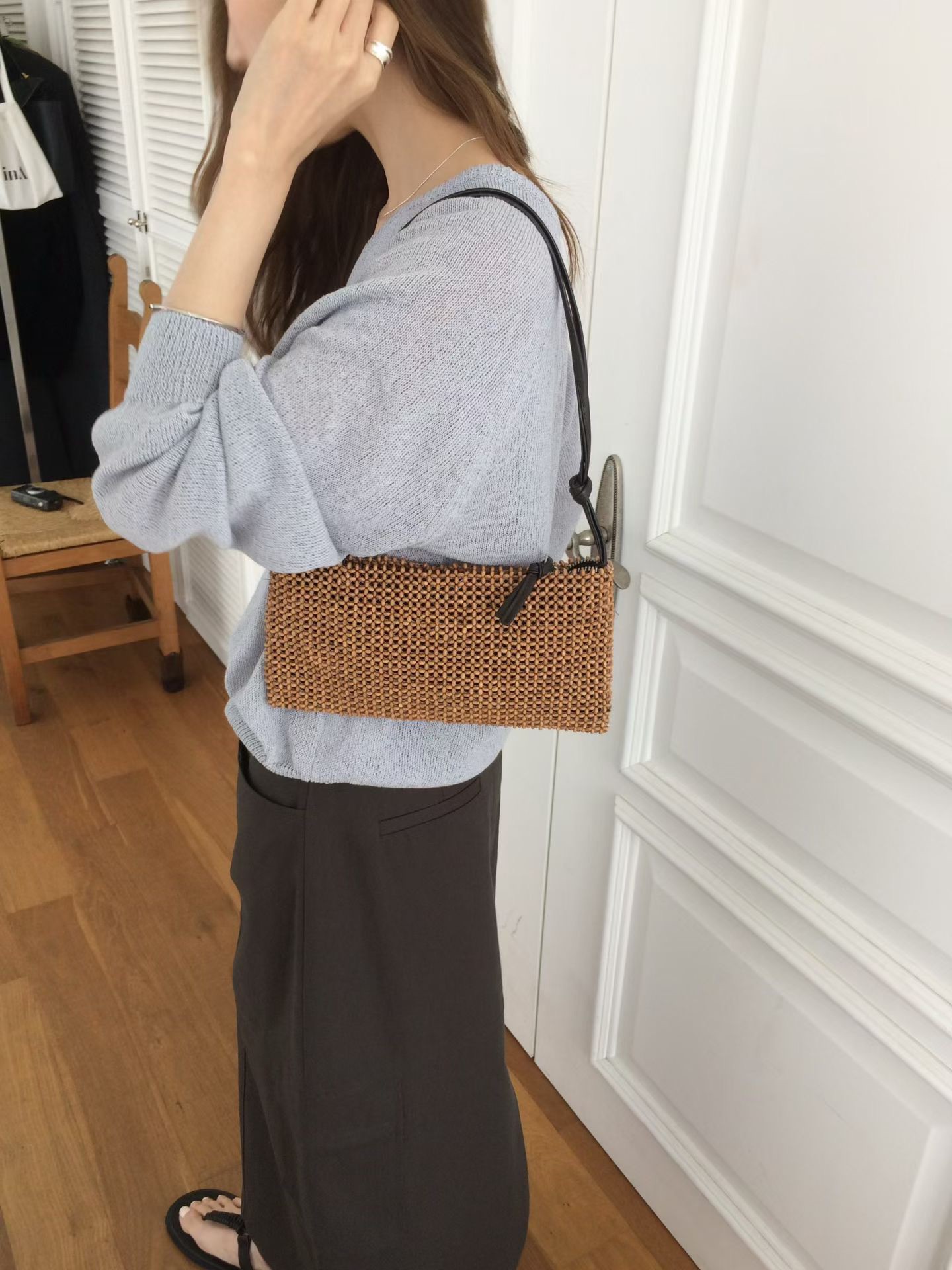 B33.透氣亞麻拉克蘭針織衫