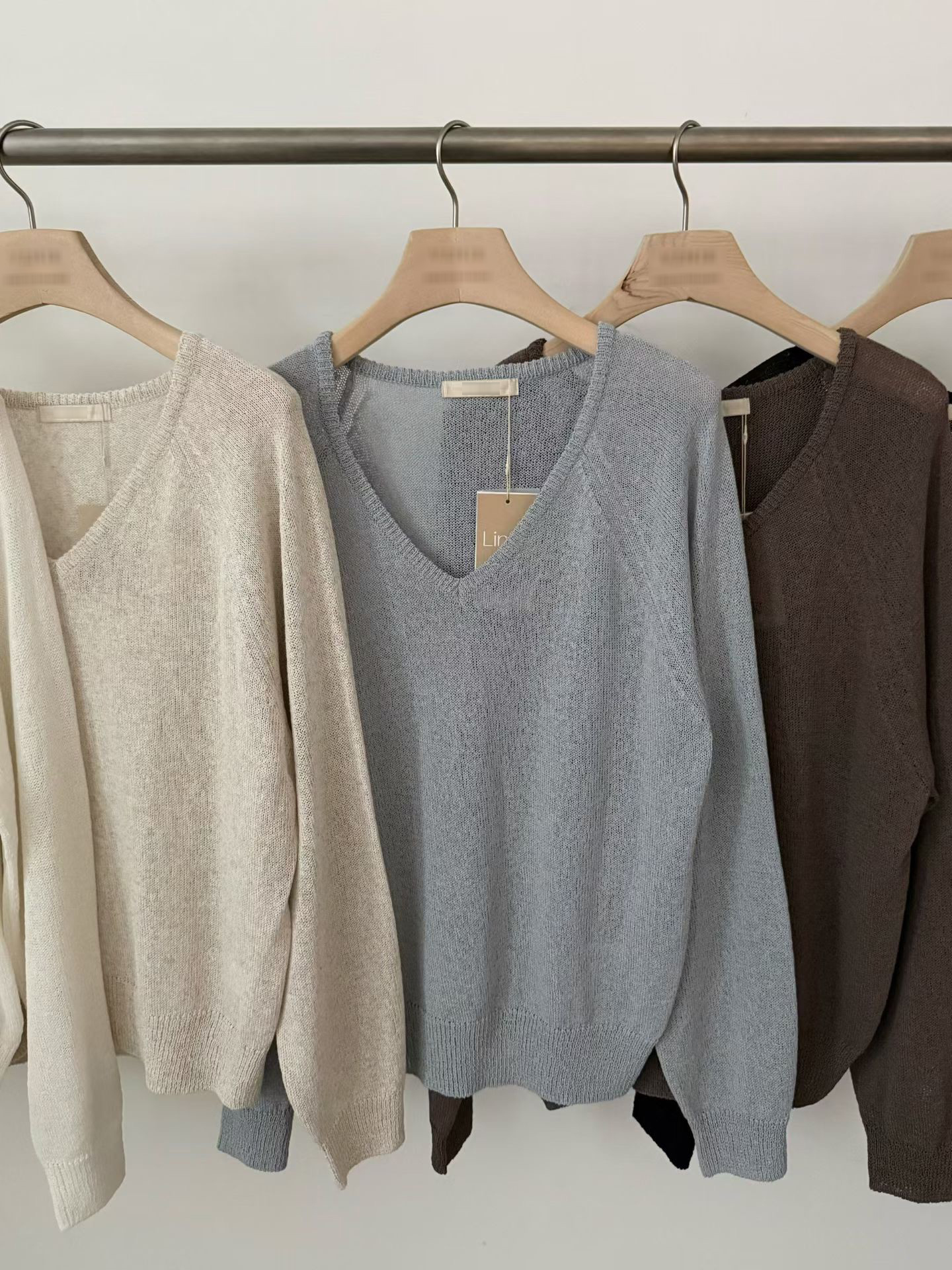 B33.透氣亞麻拉克蘭針織衫