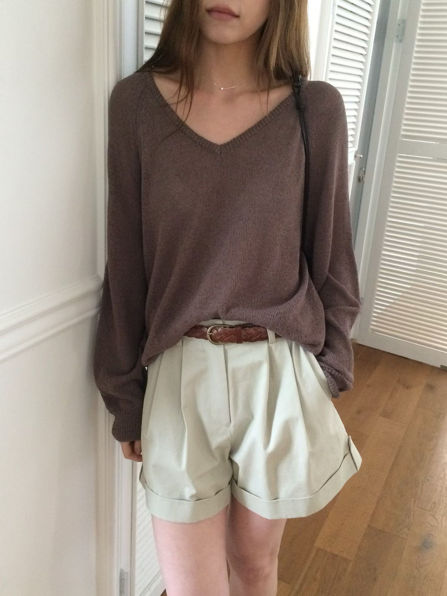 B33.透氣亞麻拉克蘭針織衫