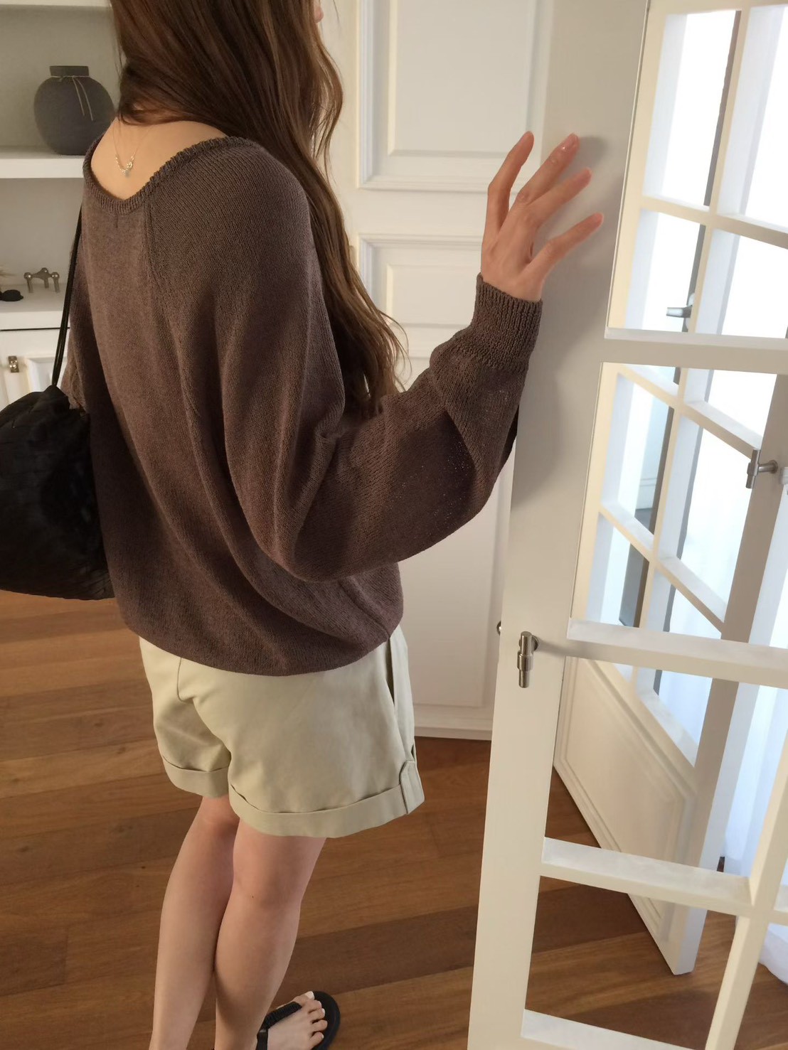 B33.透氣亞麻拉克蘭針織衫