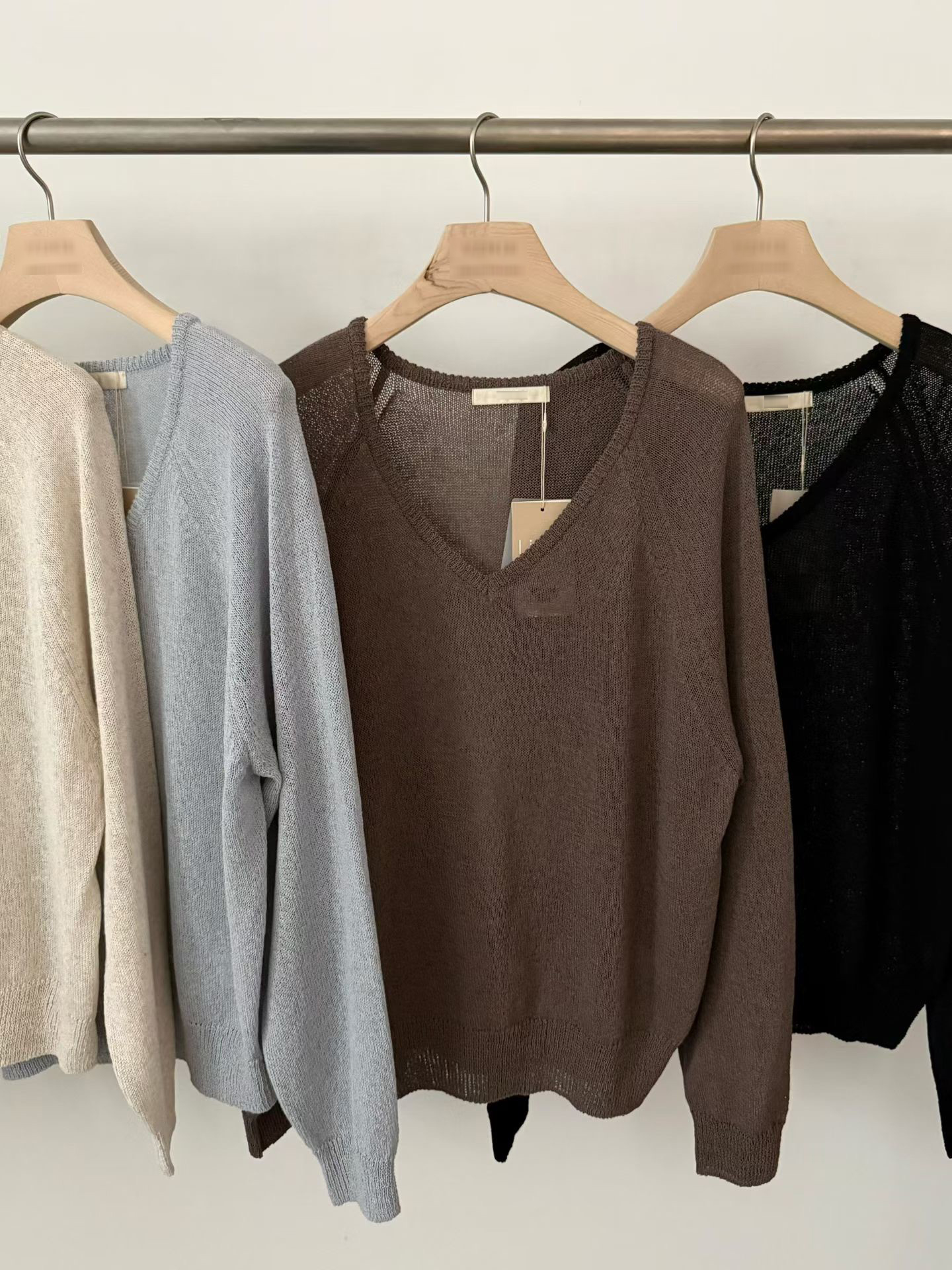 B33.透氣亞麻拉克蘭針織衫