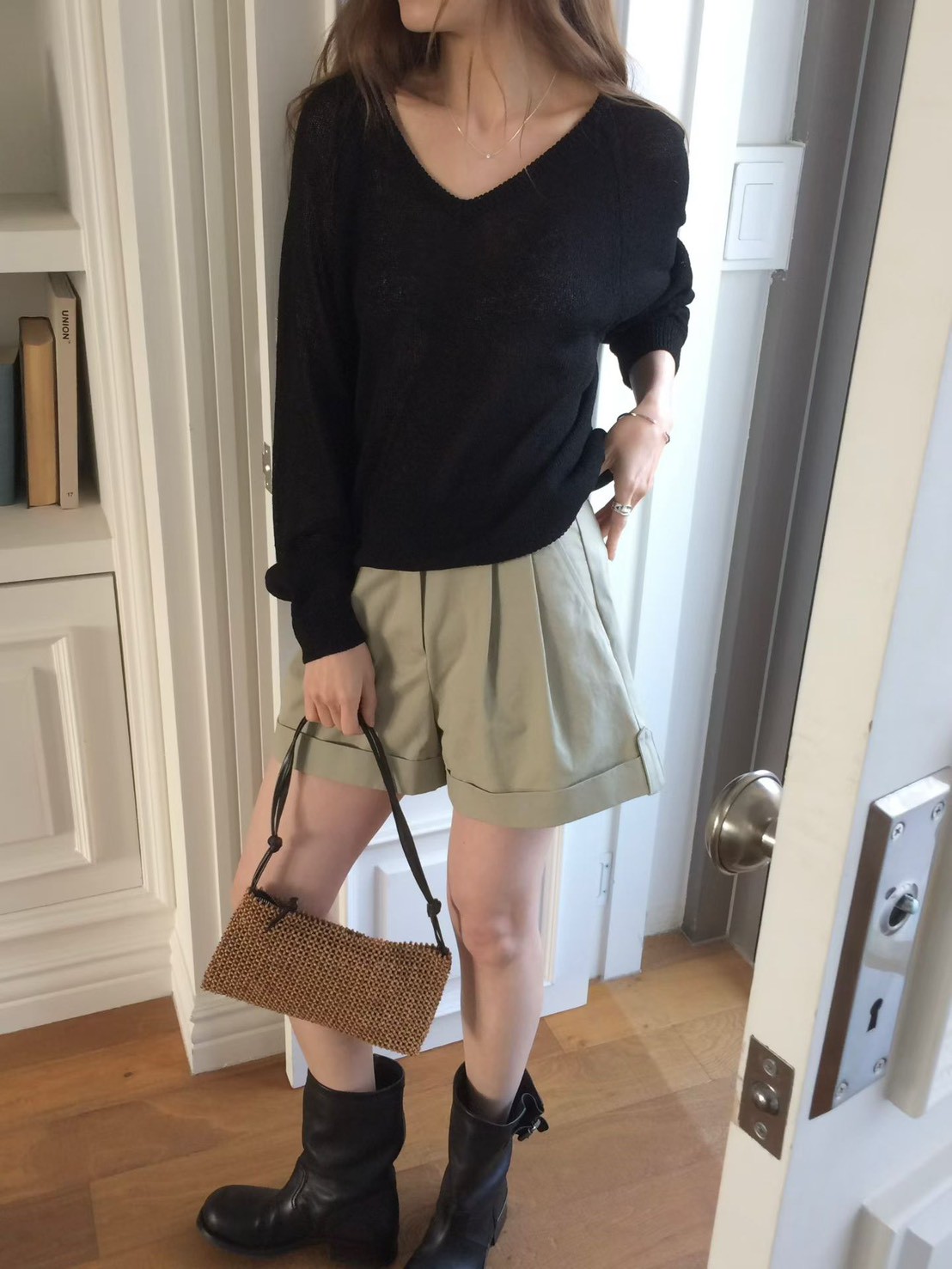 B33.透氣亞麻拉克蘭針織衫