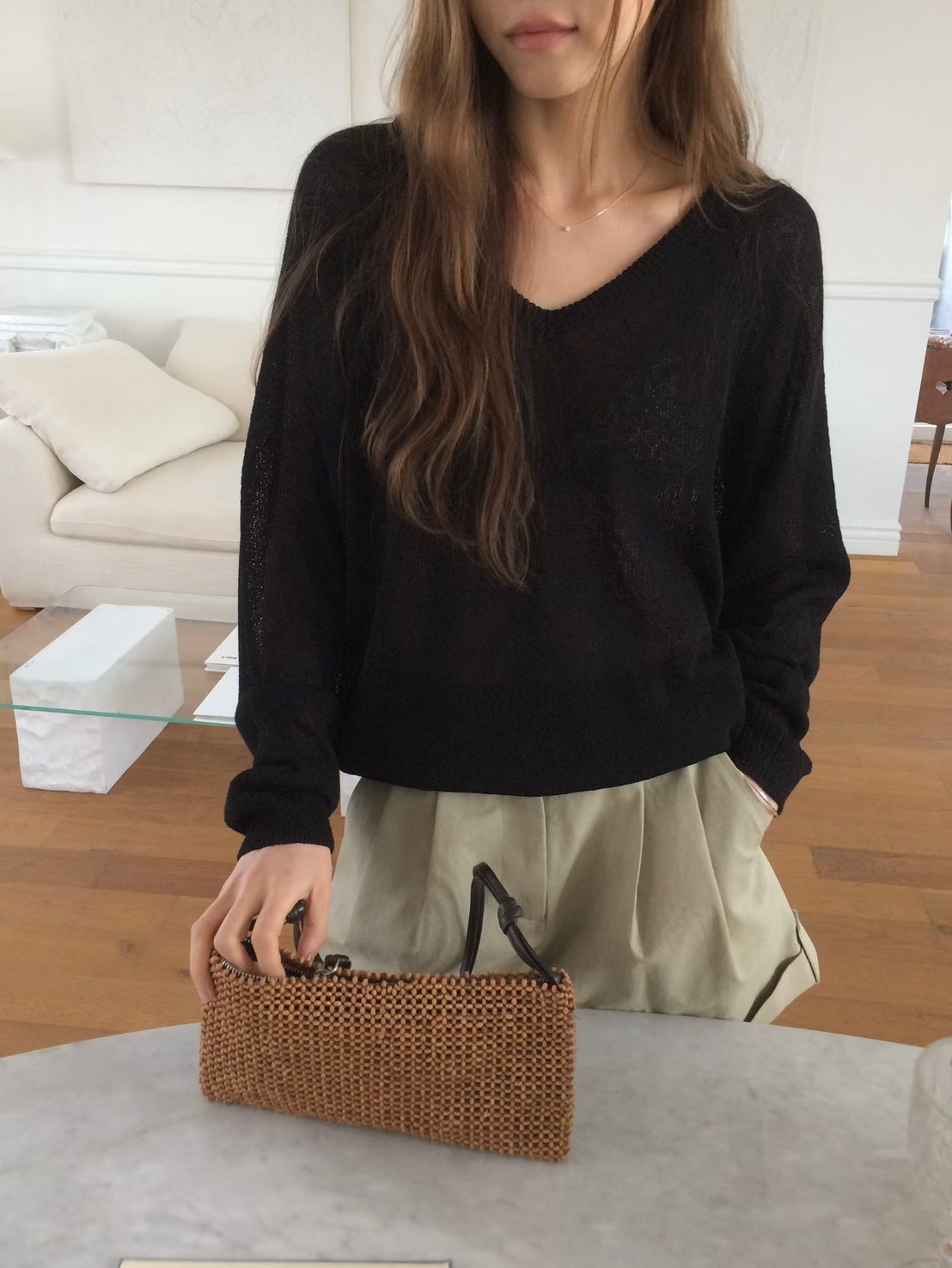 B33.透氣亞麻拉克蘭針織衫