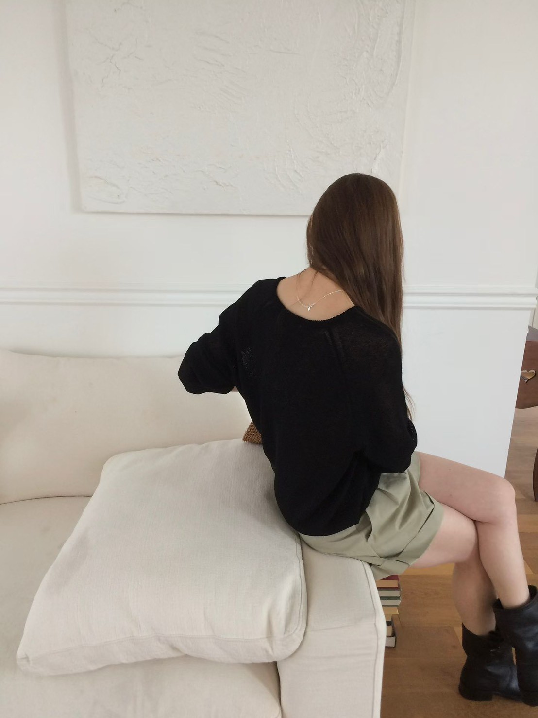 B33.透氣亞麻拉克蘭針織衫