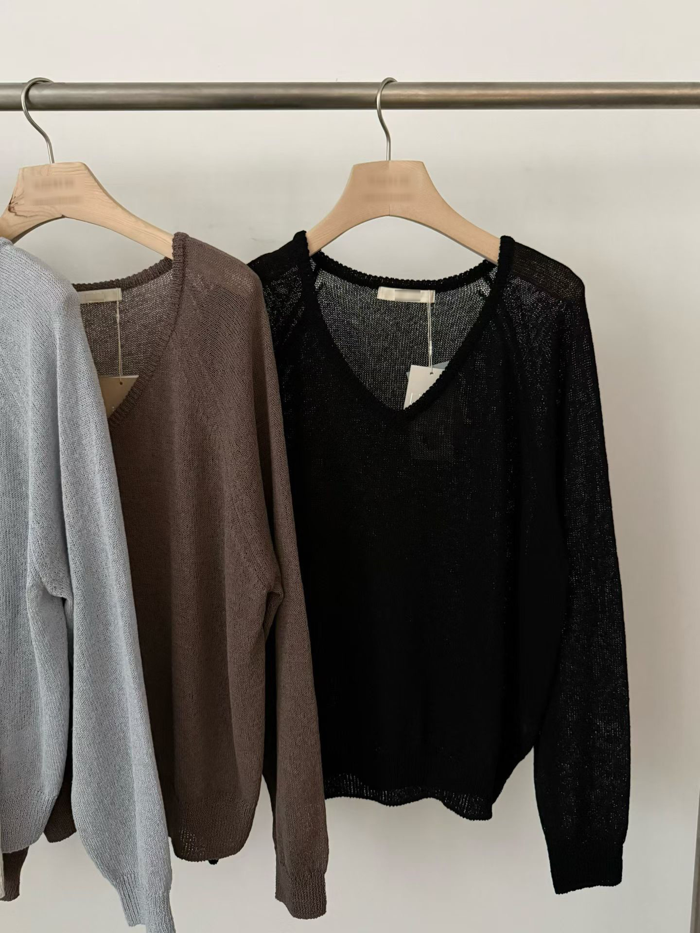 B33.透氣亞麻拉克蘭針織衫