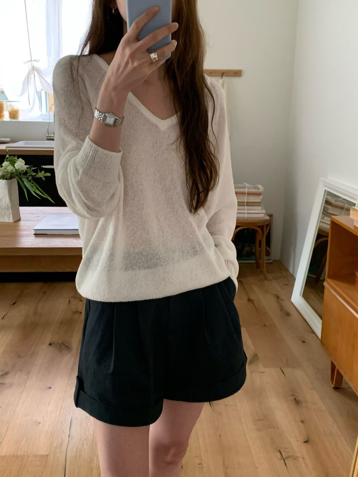 B33.透氣亞麻拉克蘭針織衫