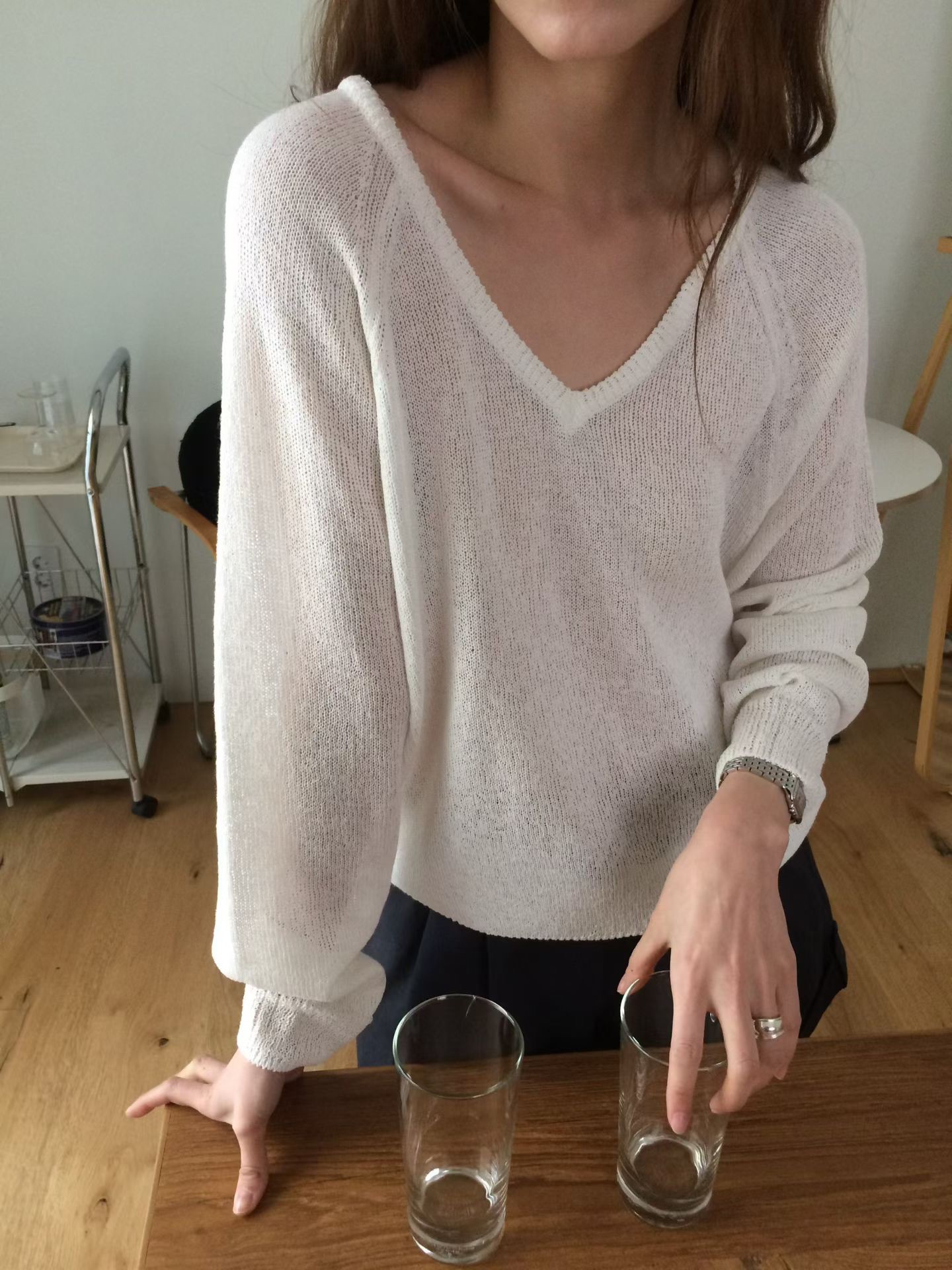 B33.透氣亞麻拉克蘭針織衫