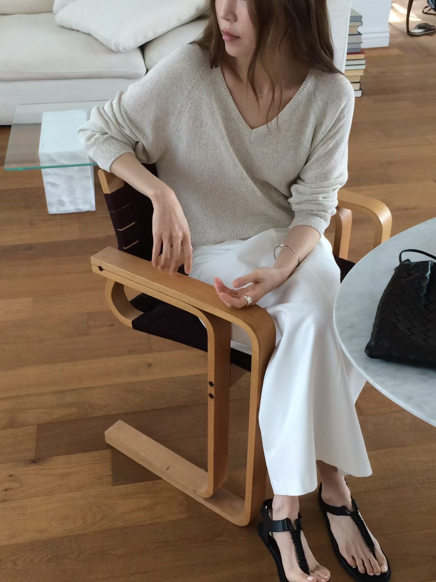 B33.透氣亞麻拉克蘭針織衫