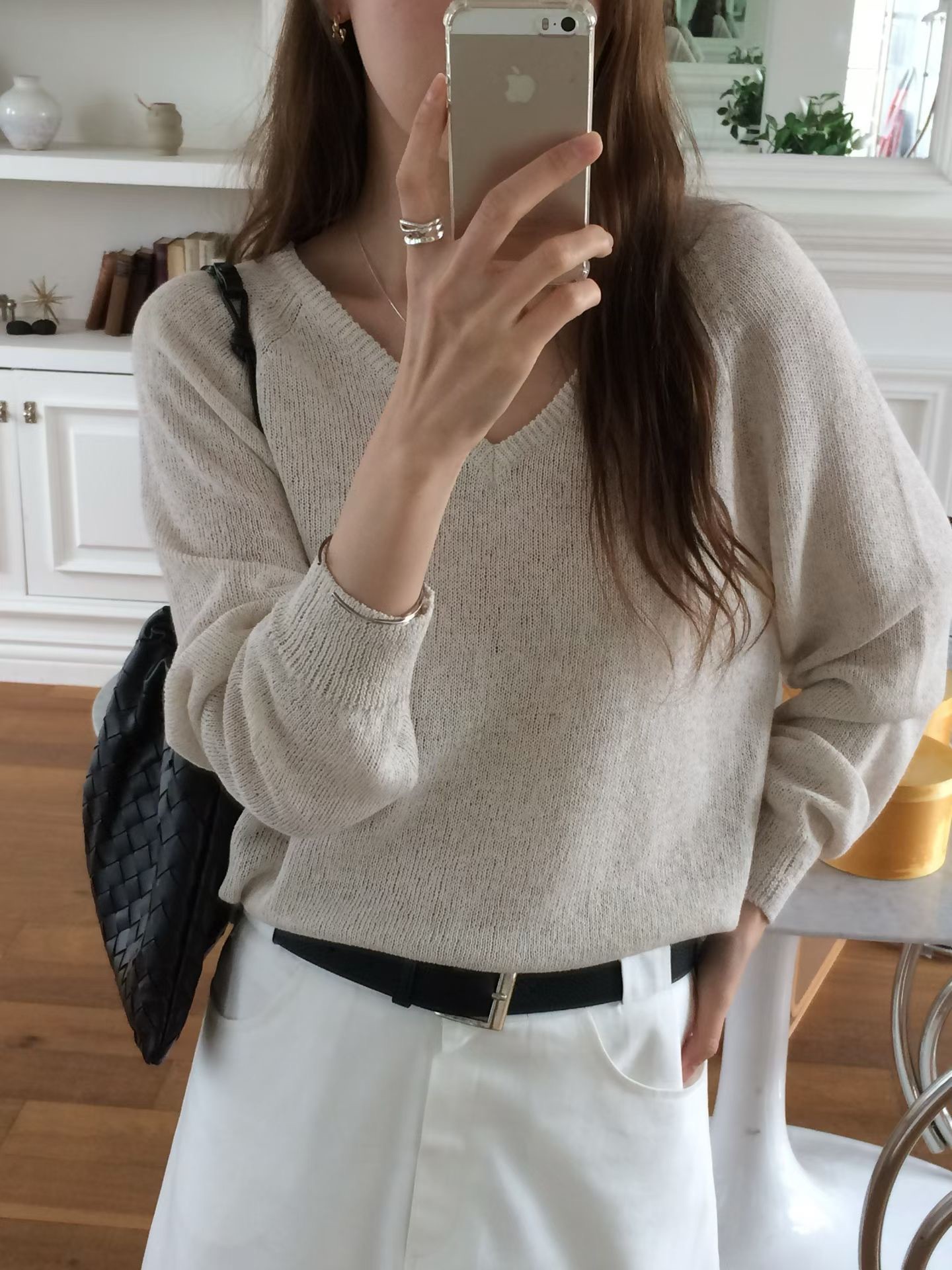 B33.透氣亞麻拉克蘭針織衫