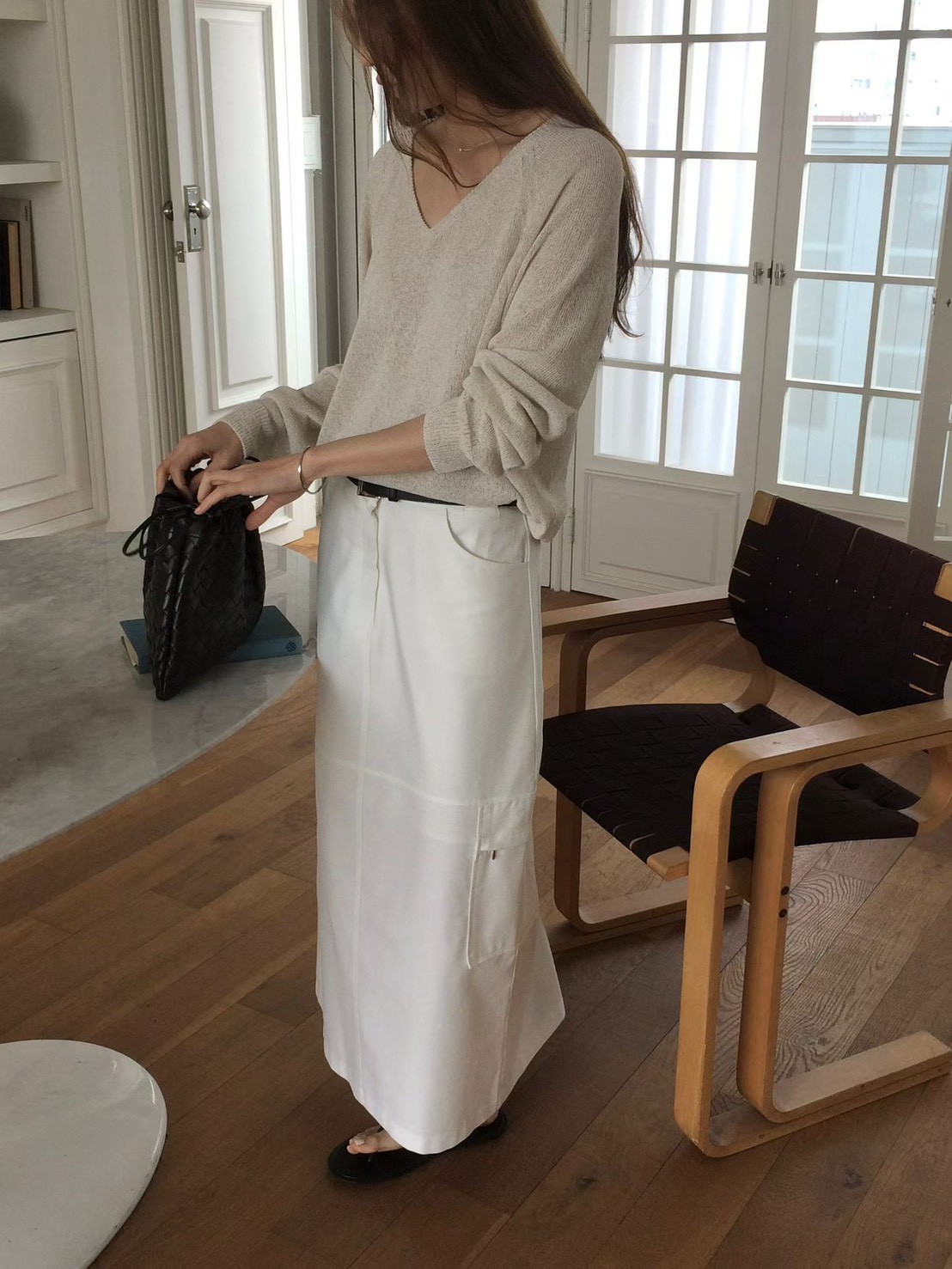 B33.透氣亞麻拉克蘭針織衫