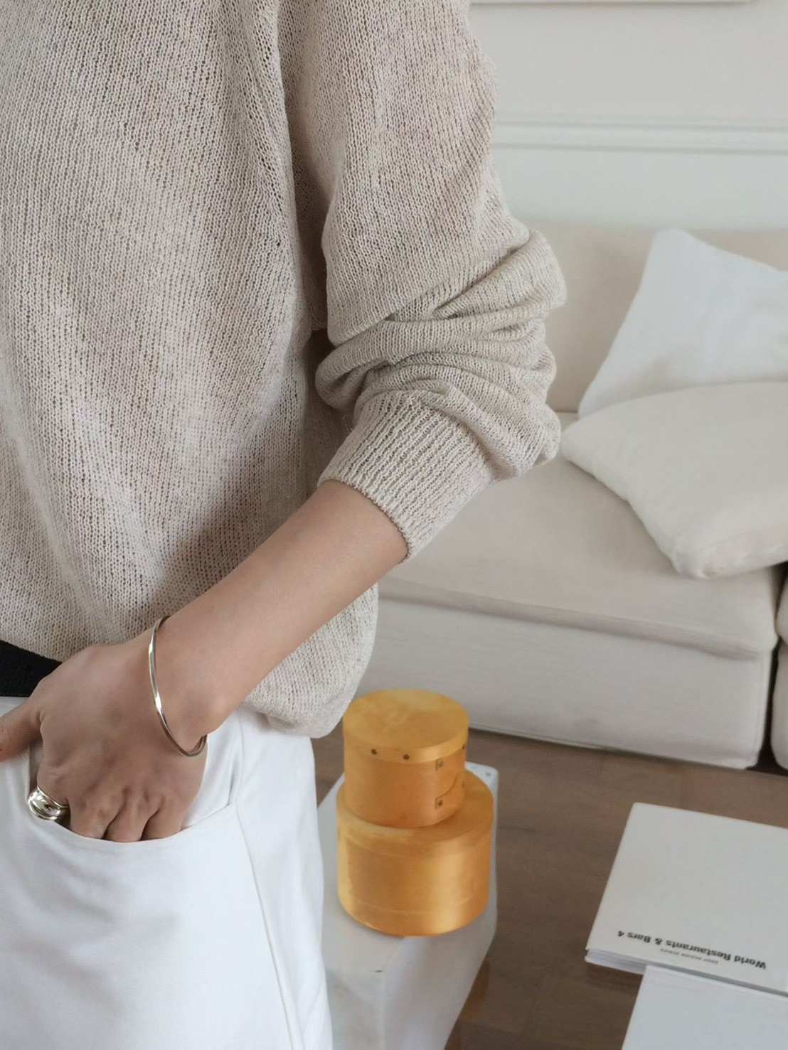 B33.透氣亞麻拉克蘭針織衫