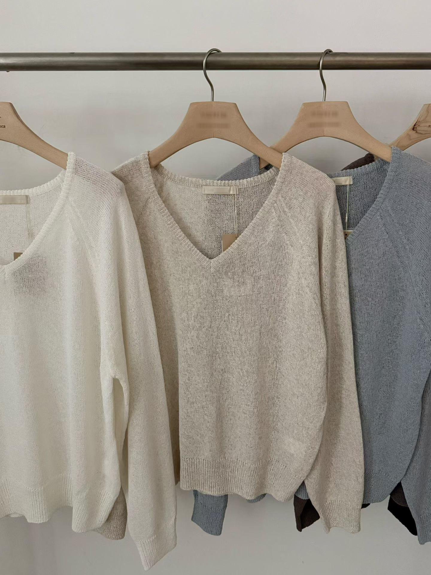 B33.透氣亞麻拉克蘭針織衫