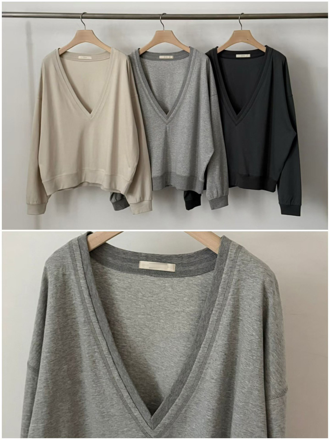 B31.女孩日常大V領休閒上衣