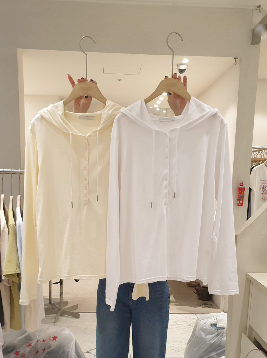 B66.小臉歐膩連帽小排釦上衣