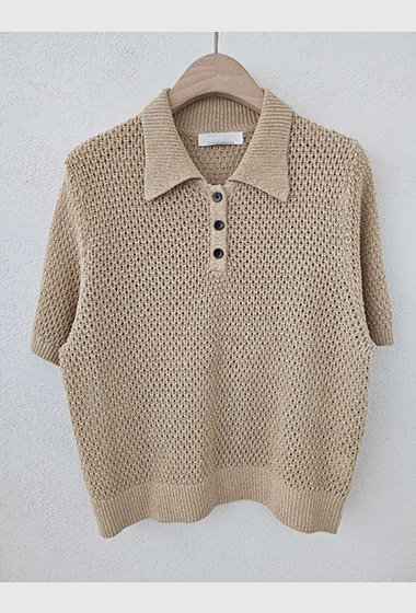 B116.星星家亞麻混紡POLO針織衫