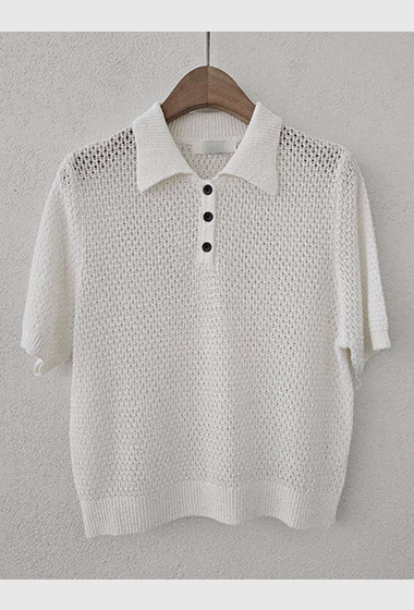 B116.星星家亞麻混紡POLO針織衫