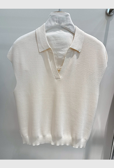B38.高級V字翻領小包肩針織背心
