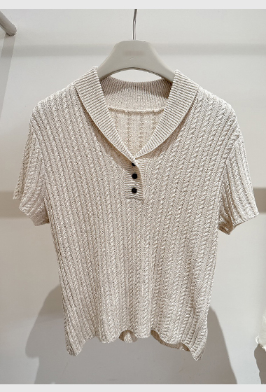 A02.甜美圓翻領麻花織紋上衣