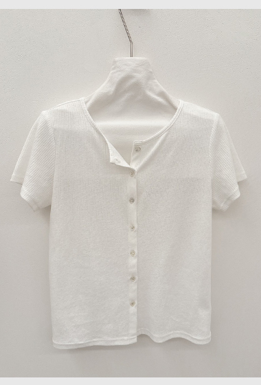 A09.羅紋小排釦短袖上衣