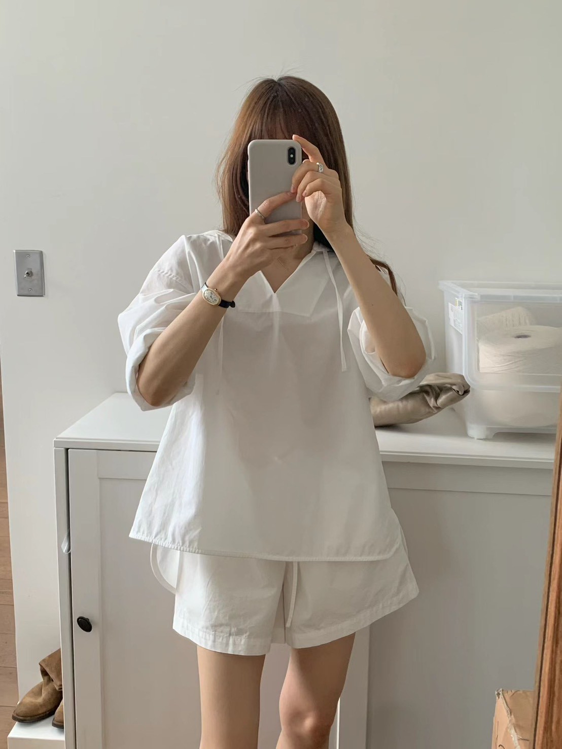 B52.顏值家連帽抽繩寬鬆罩衫