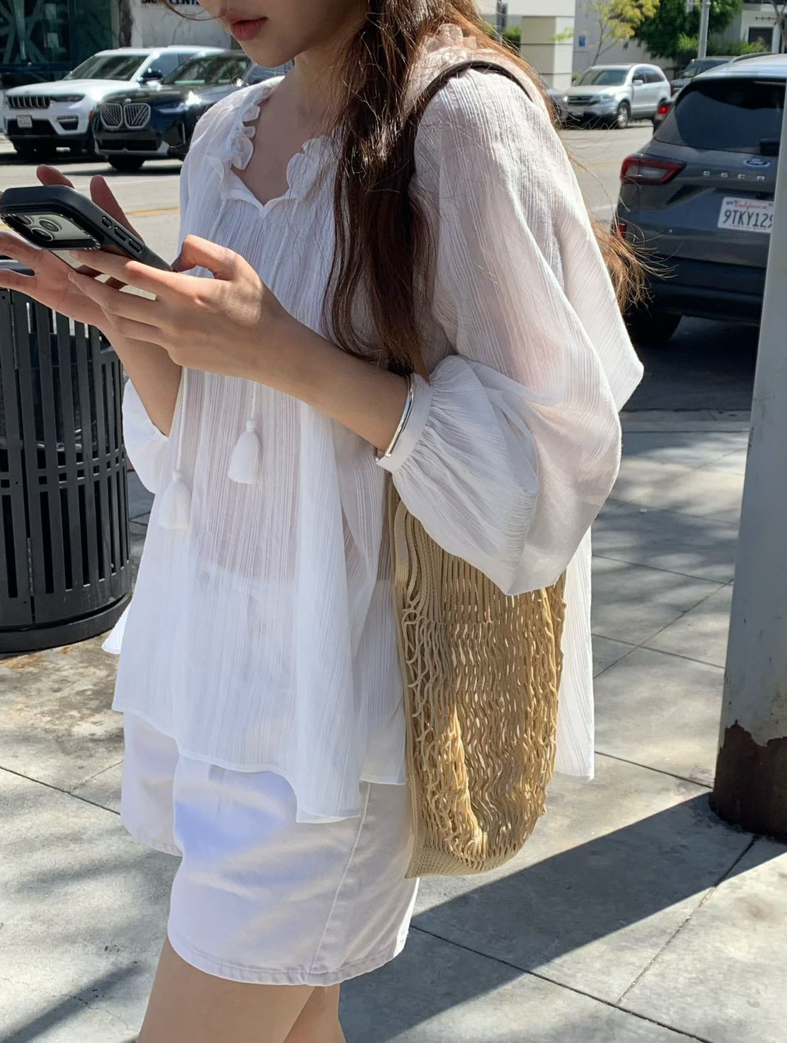 B21.大V家流蘇綁帶罩衫