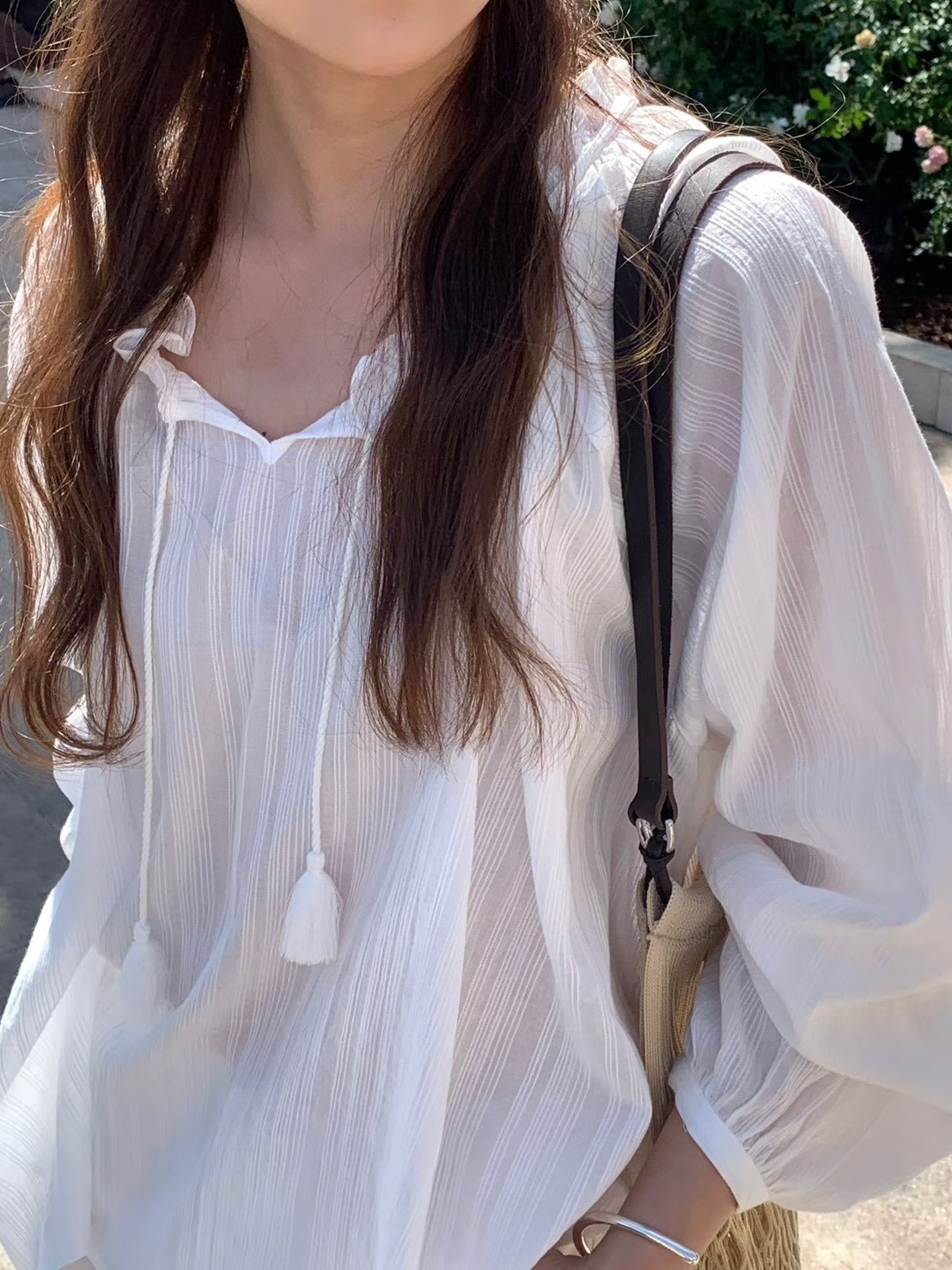 B21.大V家流蘇綁帶罩衫